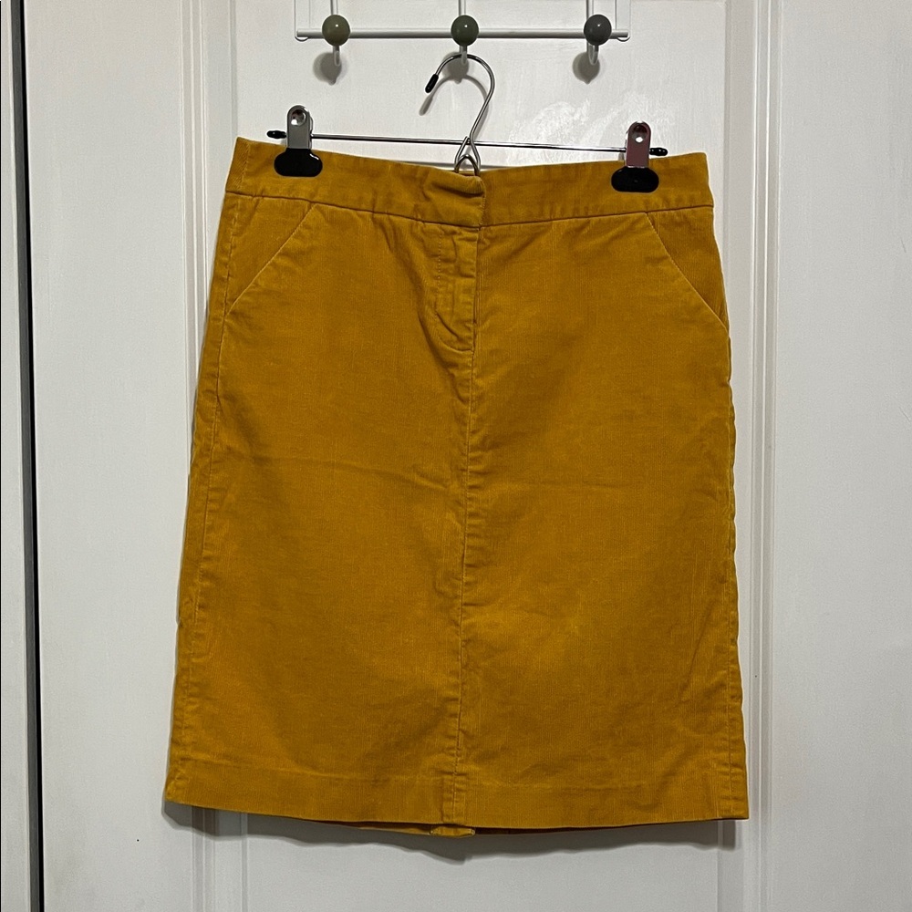 J. Crew Mustard Corduroy Pencil Skirt Sz 4